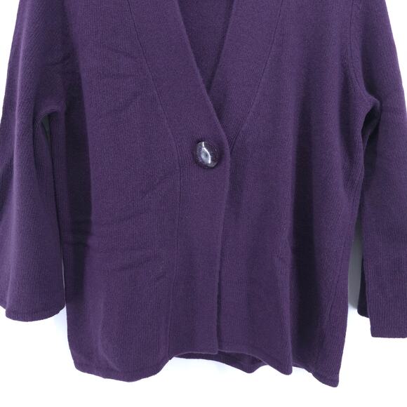 Sarah Spencer Lambswool Angora Quiet Lux Purple Mock Neck Flared Sleeve Cardi L - Picture 3 of 14